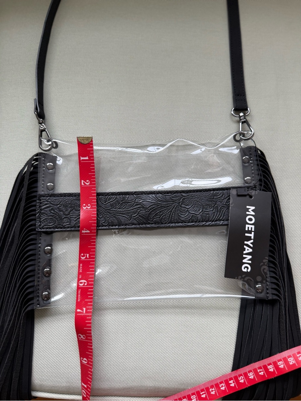 NWT Clear Crossbody Stadium Concert Bag with Black Fringe, Western - Picture 8 of 9